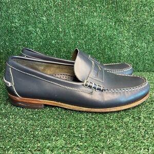Sebago Classic Leather Handsewn Moc Toe Loafers Preppy Navy Blue Mens 10 E Wide